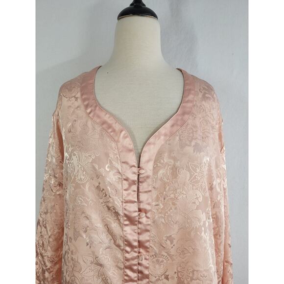 VTG Victoria’s Secret Gold Label Jacquard Satin Sleep Gown M/L Pink Romantic 90s - Picture 3 of 14